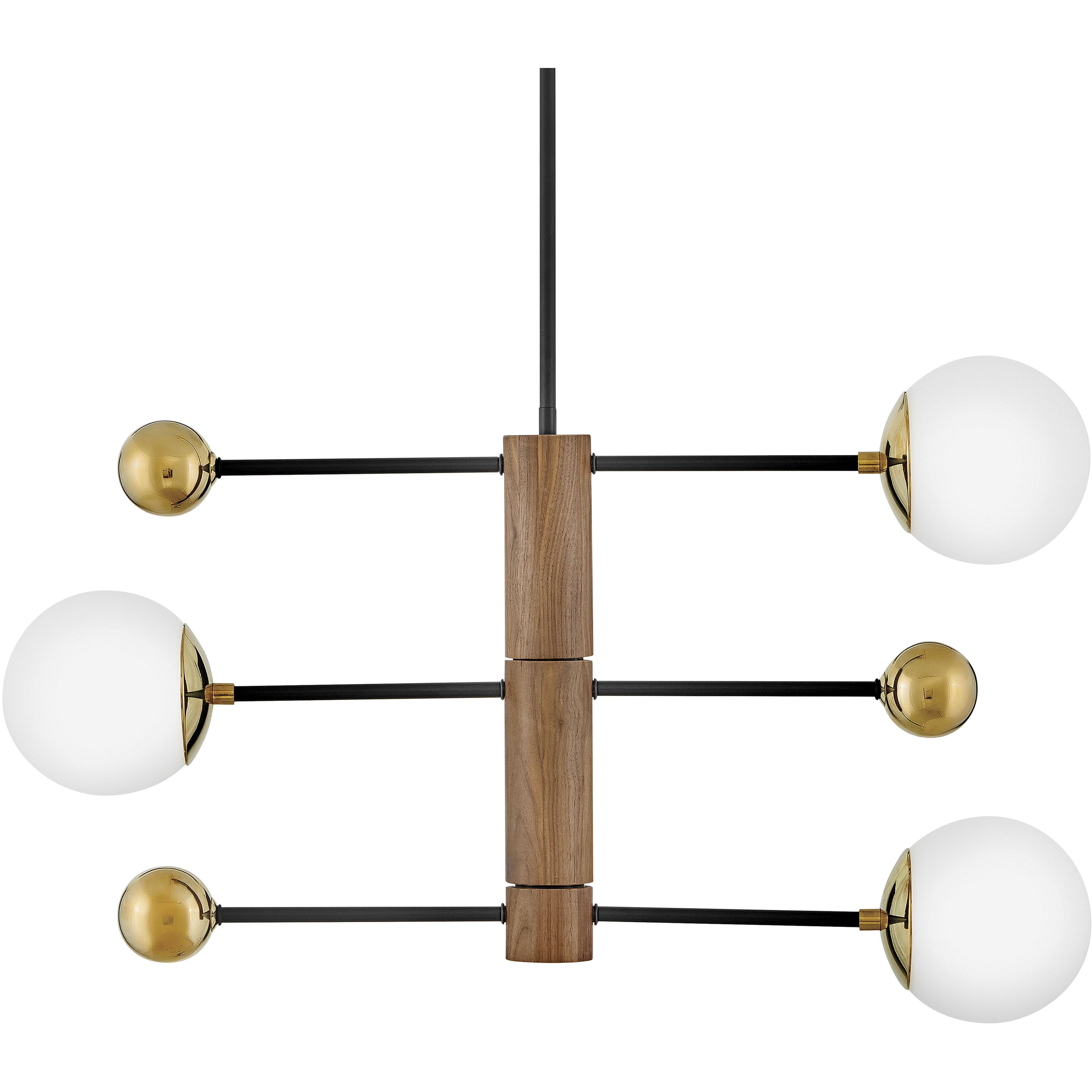 Auggie 3 Light 30.75 inch Bright Brass with Walnut Chandelier Ceiling Light