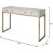 Kain 48 X 16 inch Ivory Faux Shagreen and Antique Brass Metal Console