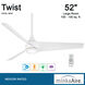 Twist 52 inch Flat White Indoor Ceiling Fan, Wifi