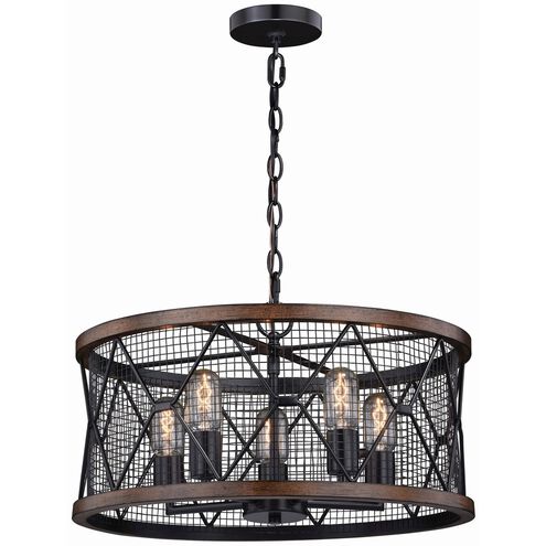 Bremerton LED 20 inch Black and Burnished Teak Chandelier Ceiling Light