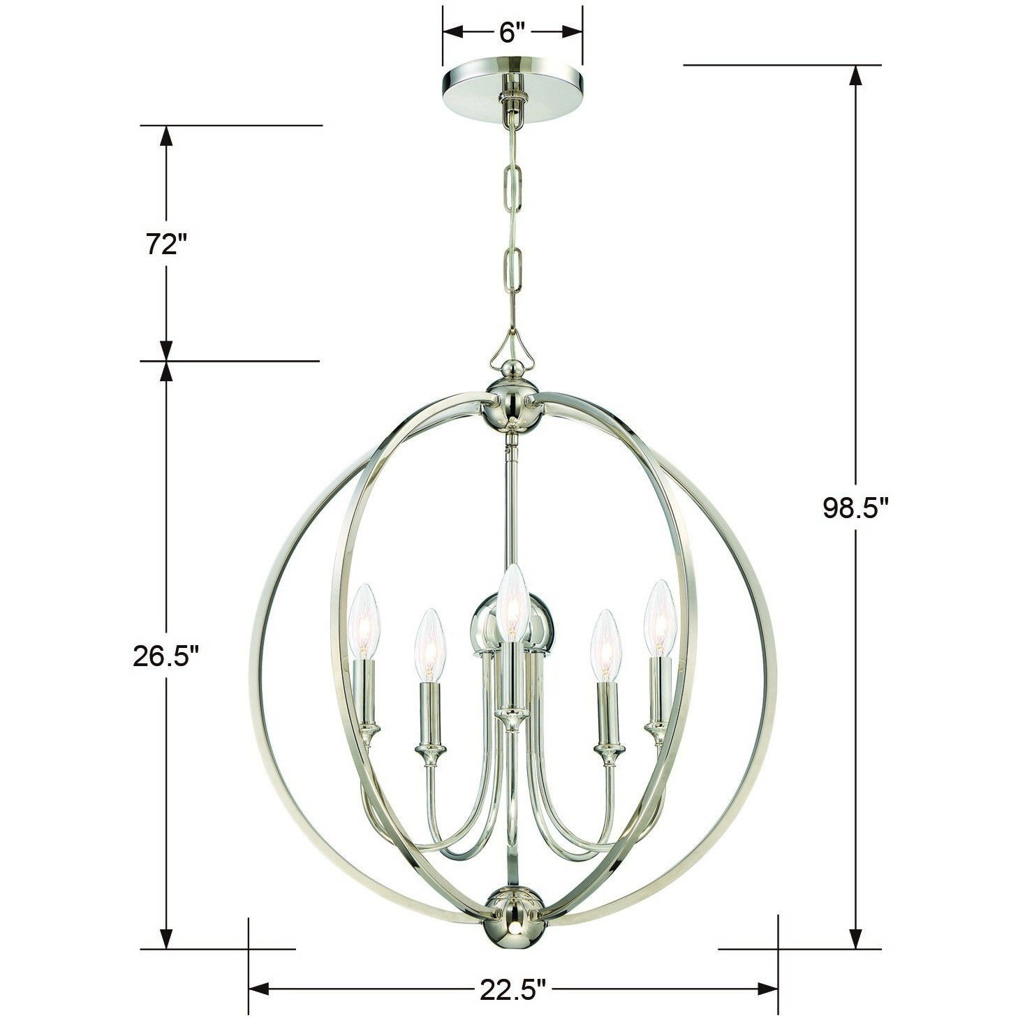 Sylvan 5 Light 22.5 inch Polished Nickel Chandelier Ceiling Light