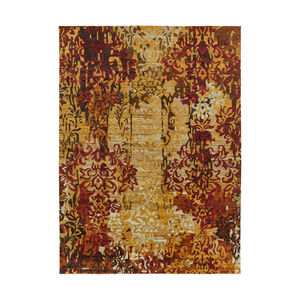 Brocade 132 X 96 inch Neutral and Yellow Area Rug, Wool