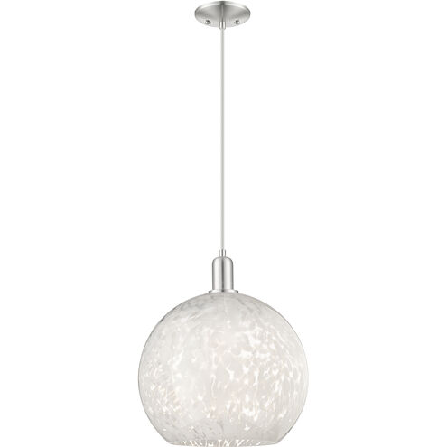 Arcadia White Mouchette 1 Light 13.75 inch Brushed Satin Nickel Mini Pendant Ceiling Light