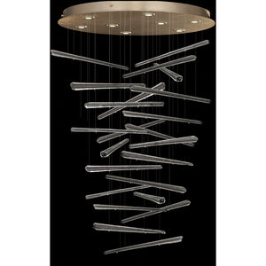 Elevate 8 Light 34 inch Gold Pendant Ceiling Light in Gold Leaf, Ebony Stardust Spires Studio Glass