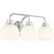 Contemporary 3 Light 24 inch Chrome Bathroom Vanity Light Wall Light