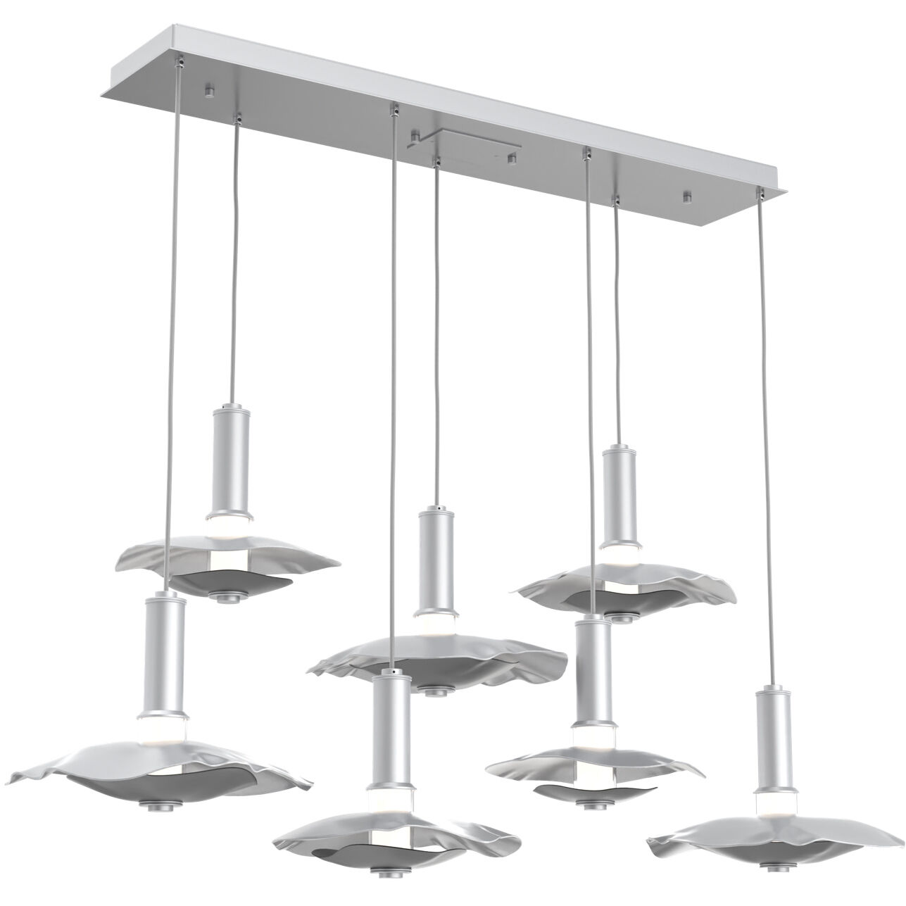 Cumulus Linear Multi-Pendant Ceiling Light in Classic Silver with Black Metal