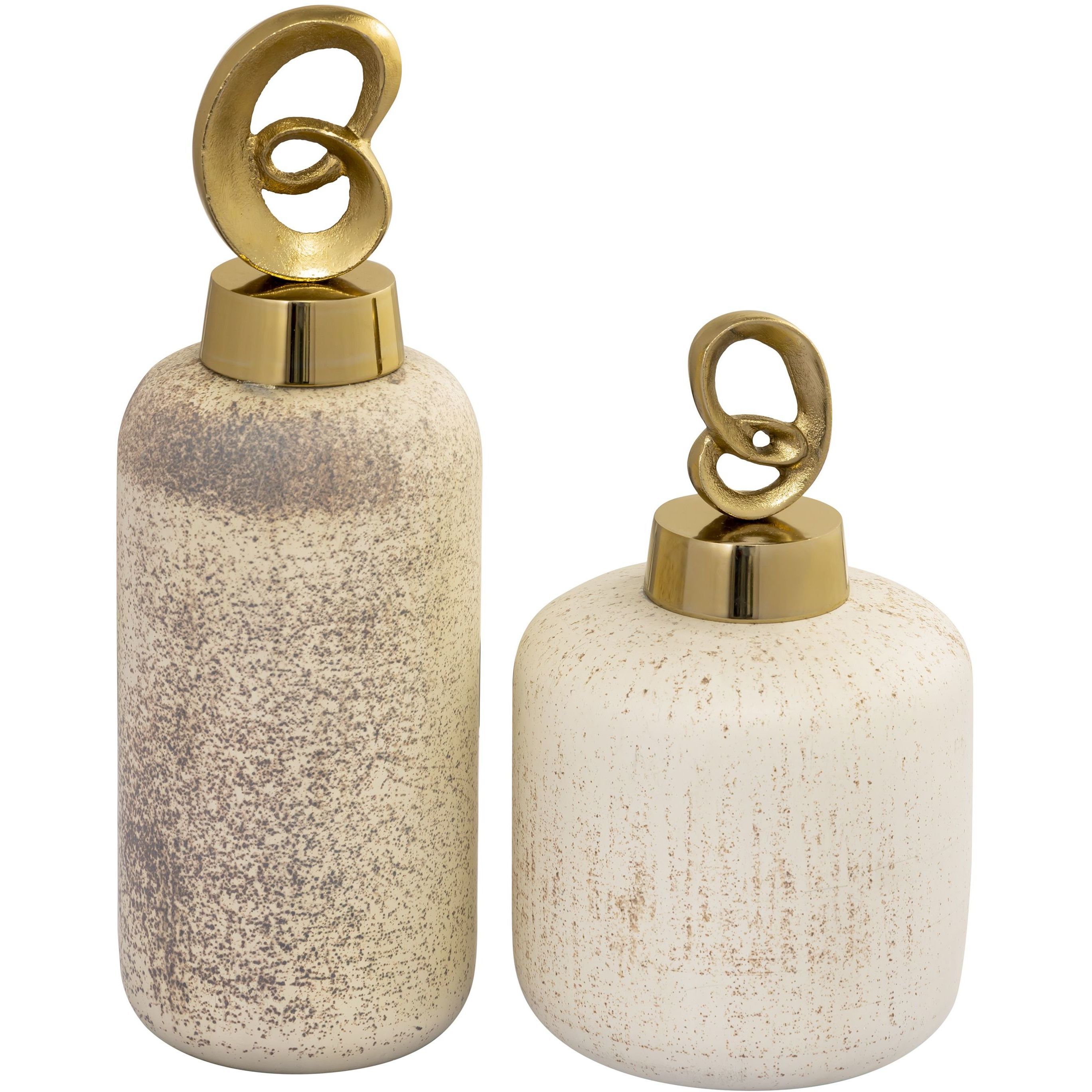 Tiff Aged Cream with Antique Brass Bottle, Set of 2