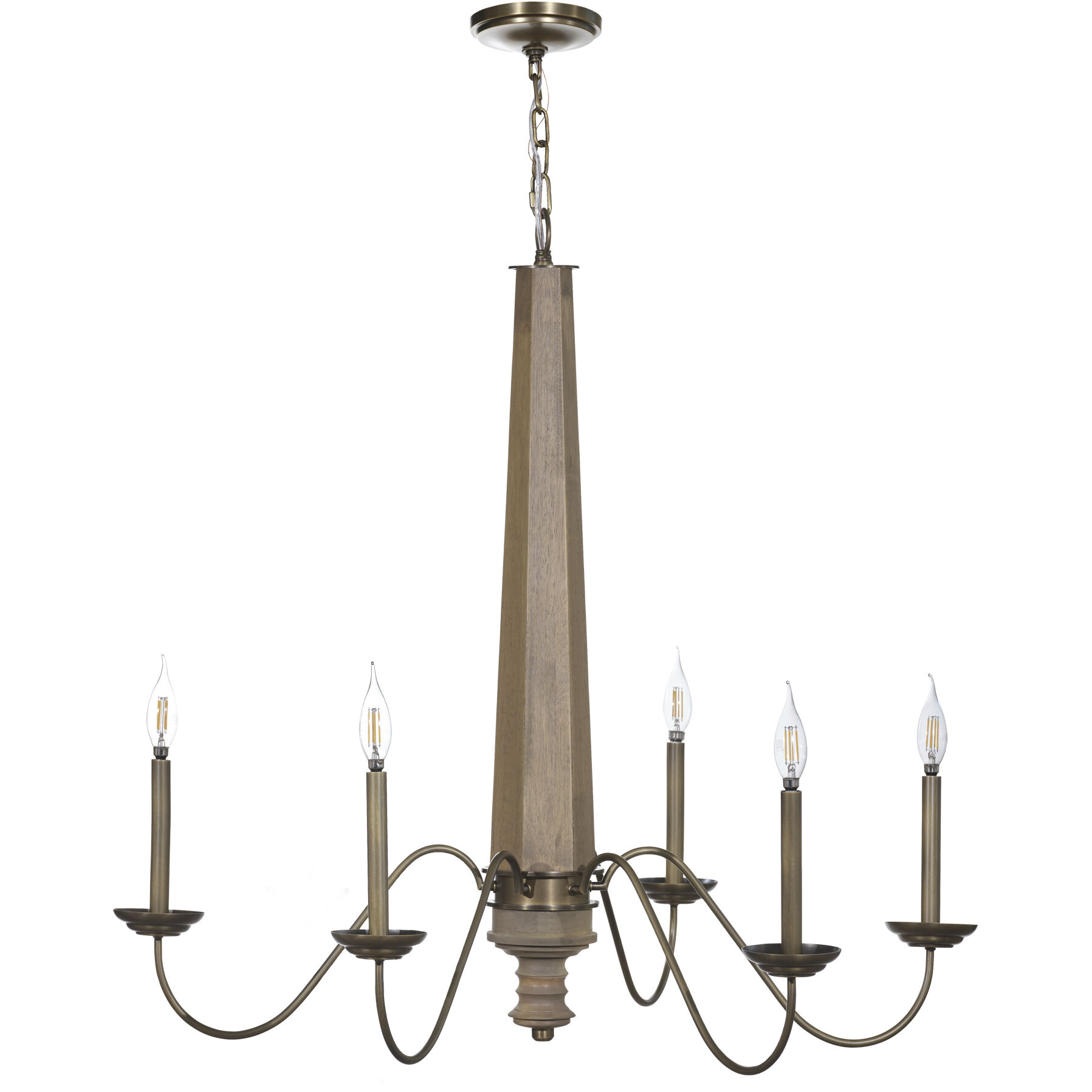 Dinner at 5 Light 28 inch Heritage Bronze and White Oak Chandelier Ceiling Light