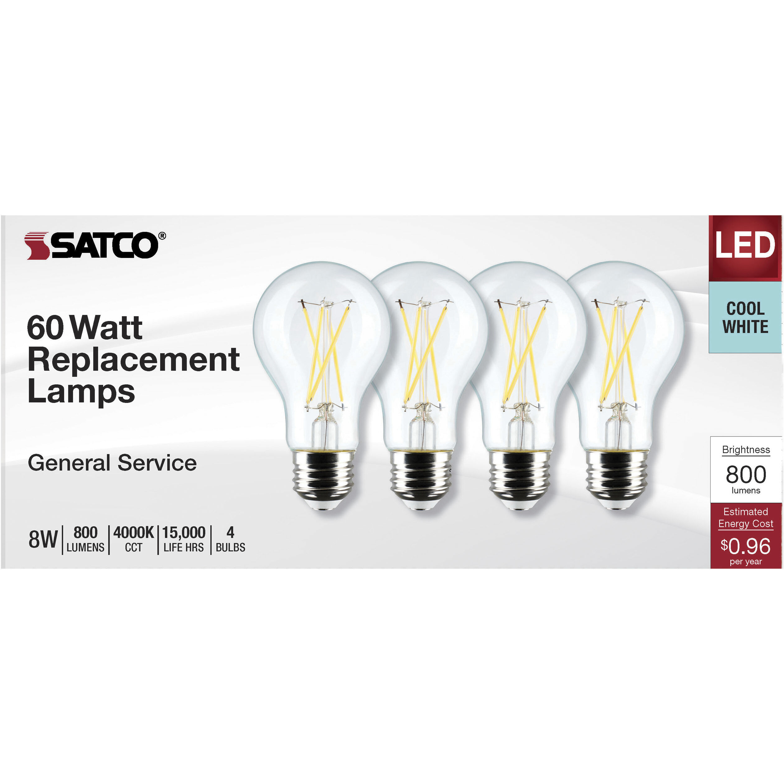 Lumos LED Medium 8 watt 120 4000K LED Filament, LED Filament