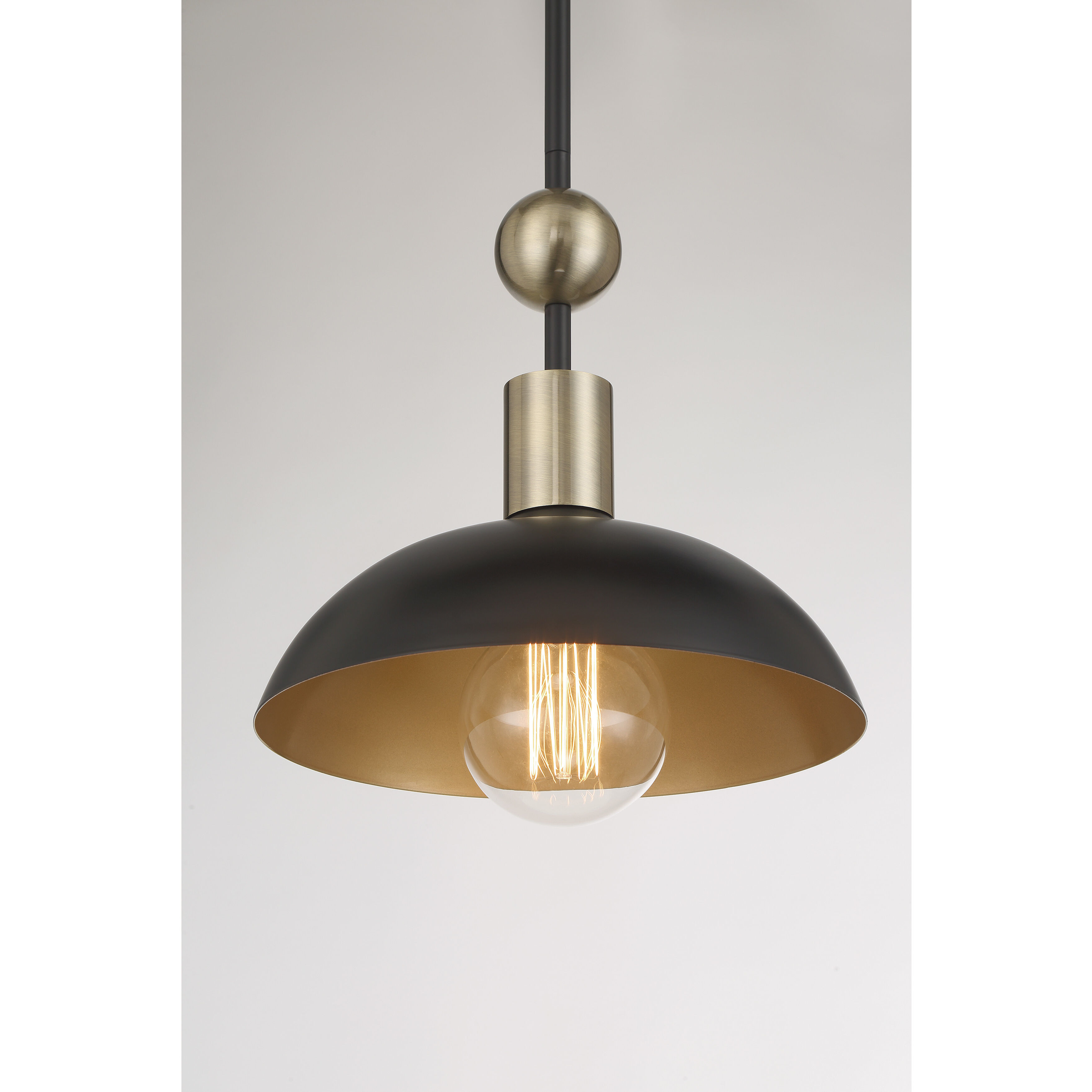 Biloxi 1 Light 23.88 inch Coal And Weathered Antique Brass Pendant Ceiling Light