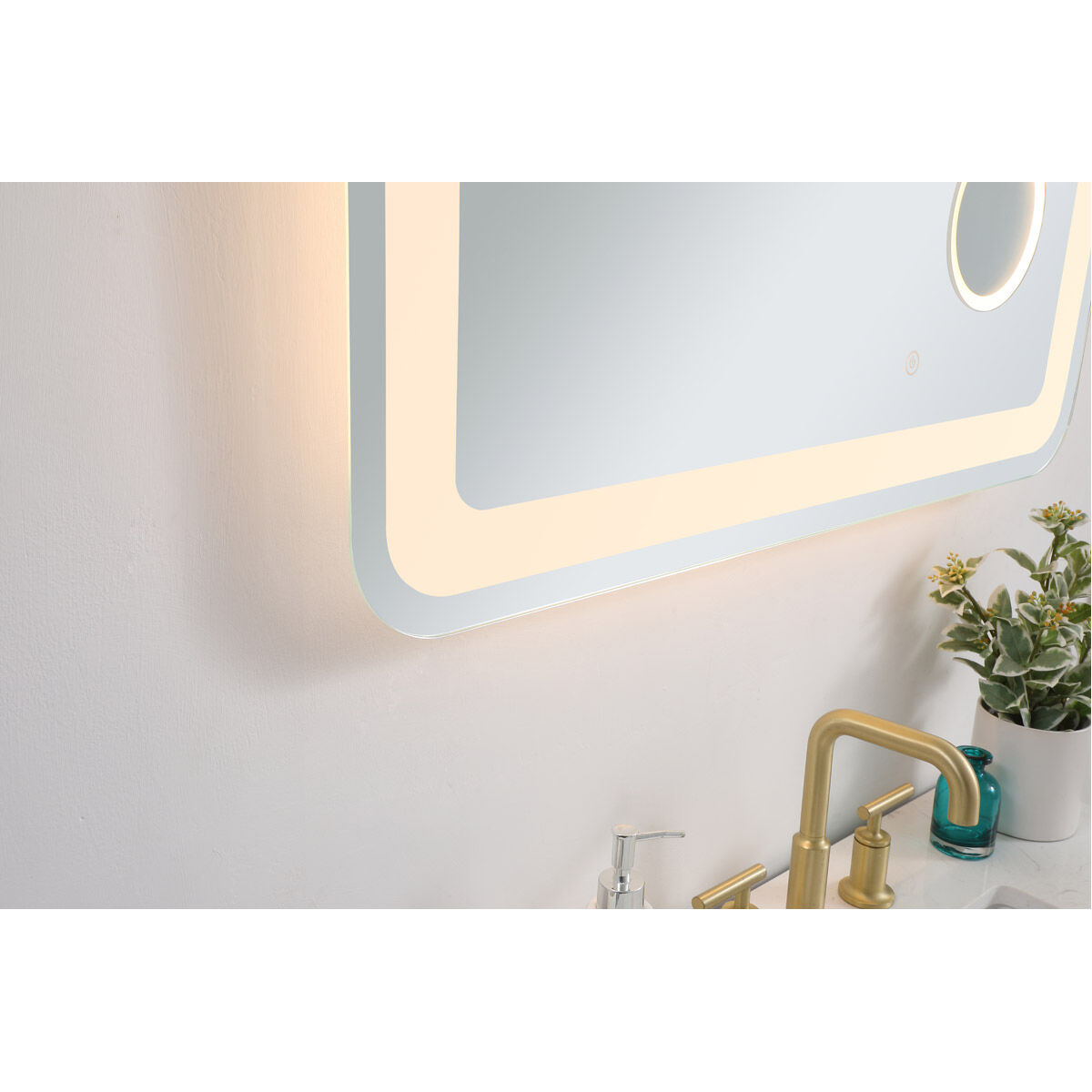 Lux 36 X 20 inch Glossy White Lighted Wall Mirror