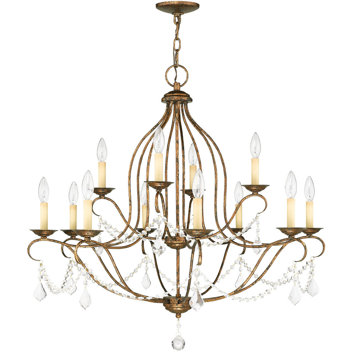 Chesterfield 12 Light 34 inch Hand Applied Venetian Golden Bronze Chandelier Ceiling Light