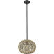 Berkshire 1 Light 15 inch Black Metal with Natural Seagrass Pendant Ceiling Light