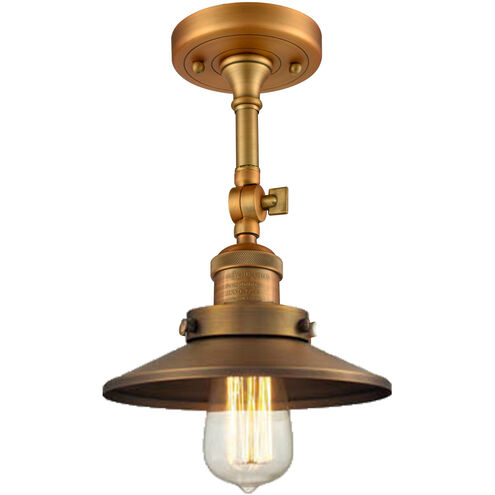Franklin Restoration Railroad 1 Light 8 inch Brushed Brass Semi-Flush Mount Ceiling Light, Franklin Restoration