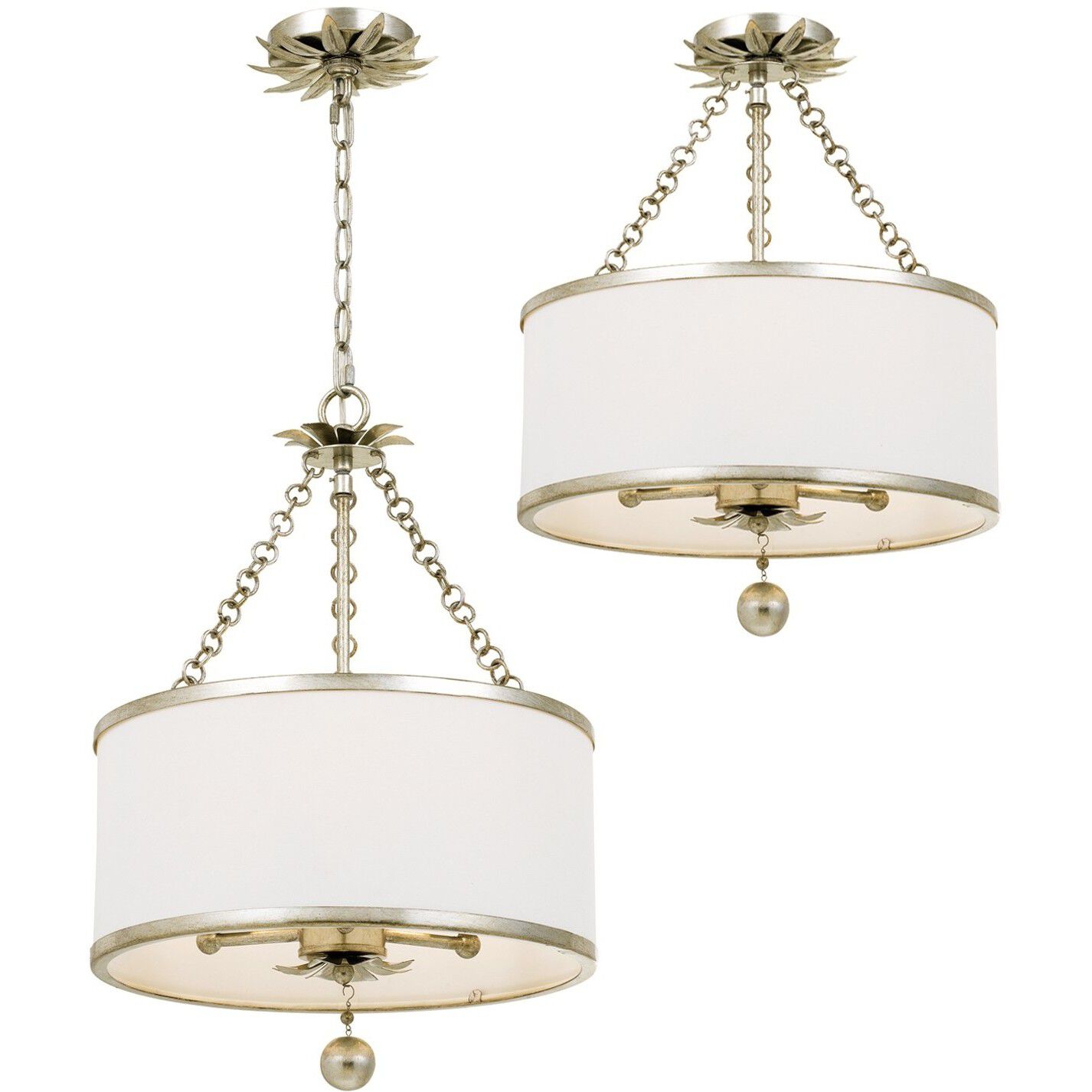Broche 3 Light 14 inch Antique Silver Semi Flush Ceiling Light