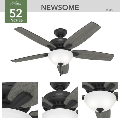 Newsome 52 inch Matte Black with Dark Gray Oak/Matte Black Blades Ceiling Fan