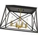 Trestle 4 Light 18 inch Matte Black and Olde Brass Flush Mount Ceiling Light