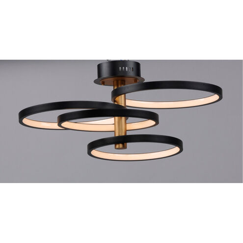 Hoopla LED 33.5 inch Black and Gold Multi-Light Pendant Ceiling Light