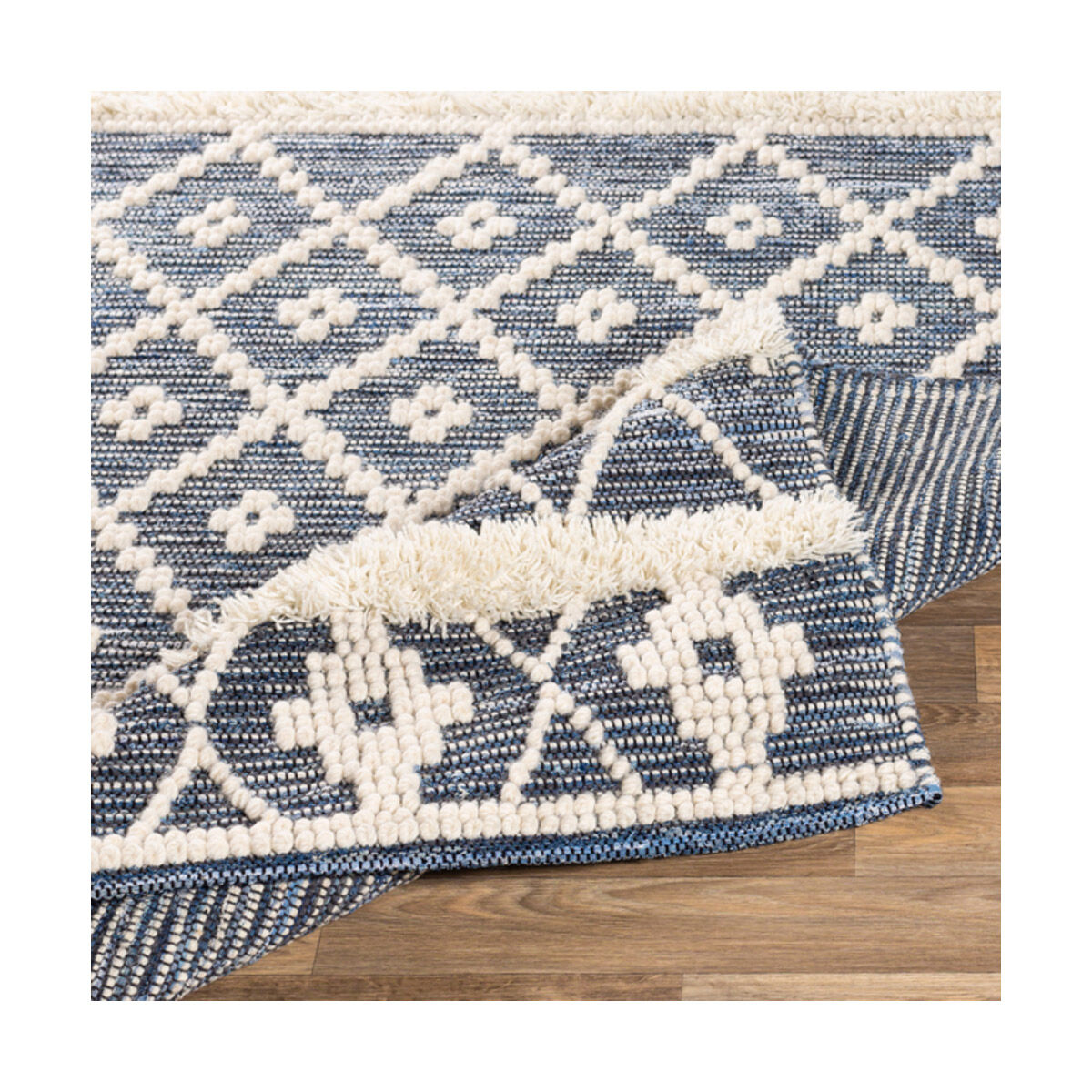 Handira 120 X 96 inch Black/Navy/White/Cream Handmade Rug