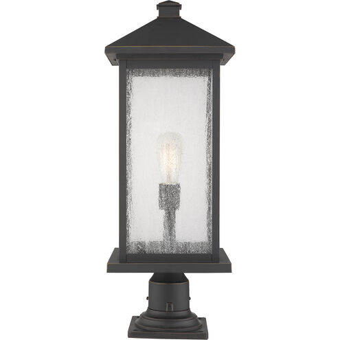 Portland 1 Light 26 inch Oil Rubbed Bronze Outdoor Pier Mounted Fixture in Clear Beveled Glass, 12.25