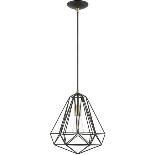 Knox 1 Light 12 inch Textured Black with Polished Chrome Accents Pendant Ceiling Light