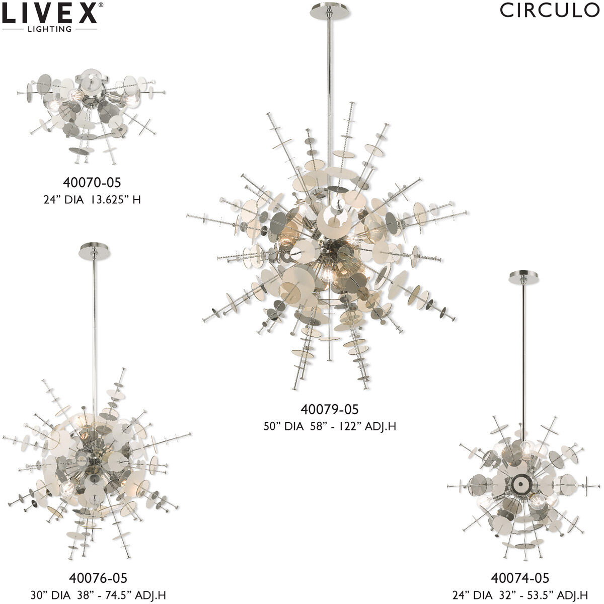 Circulo 6 Light 24 inch Polished Chrome Pendant Chandelier Ceiling Light