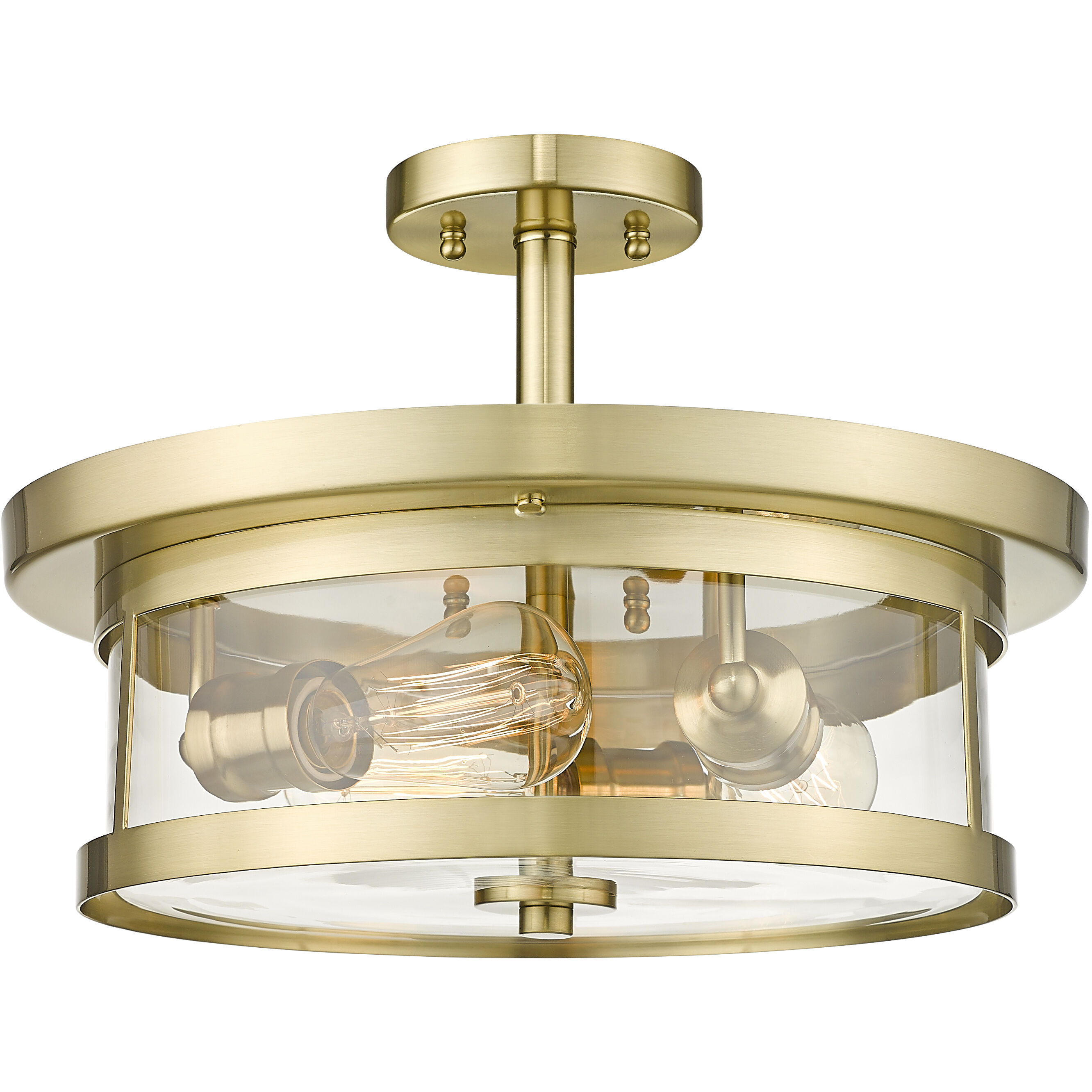 Canada 3 Light 16 inch Gold Semi Flush Mount Ceiling Light
