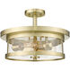 Canada 3 Light 16 inch Gold Semi Flush Mount Ceiling Light