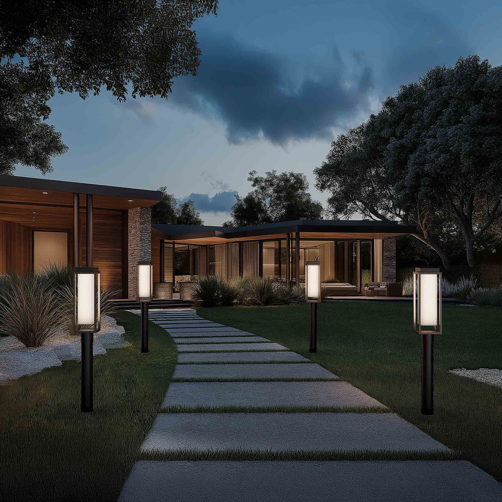 Framed LED 20 inch Black Outdoor Post Lighting