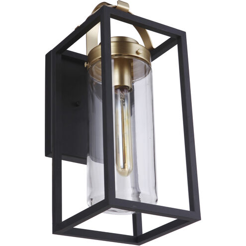 Neo 1 Light 17 inch Midnight / Satin Brass Outdoor Wall Lantern