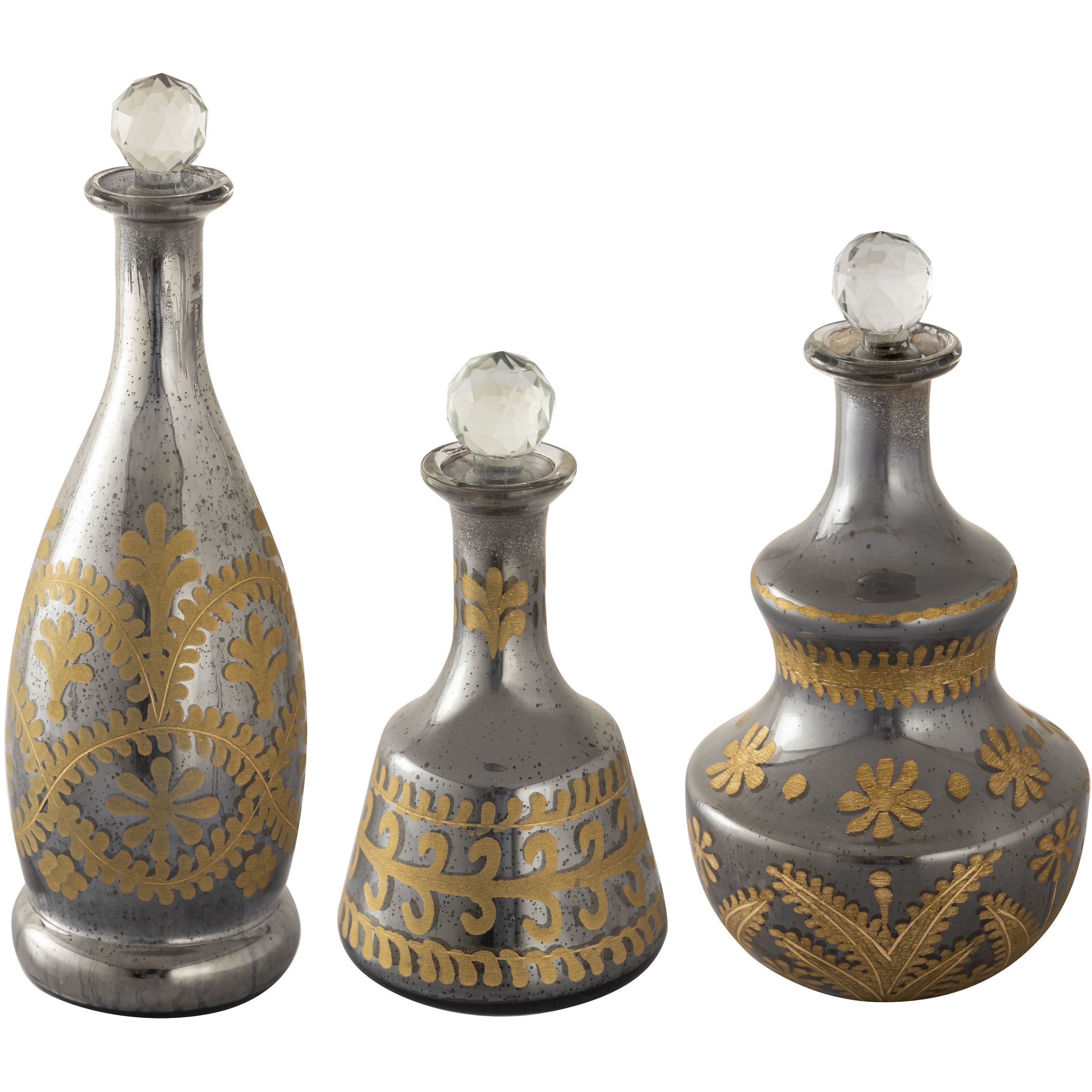 Kemal Antique Silver with Gold Bottle, Set of 3