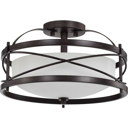 Ginger 2 Light 14 inch Old Bronze Semi Flush Mount Ceiling Light