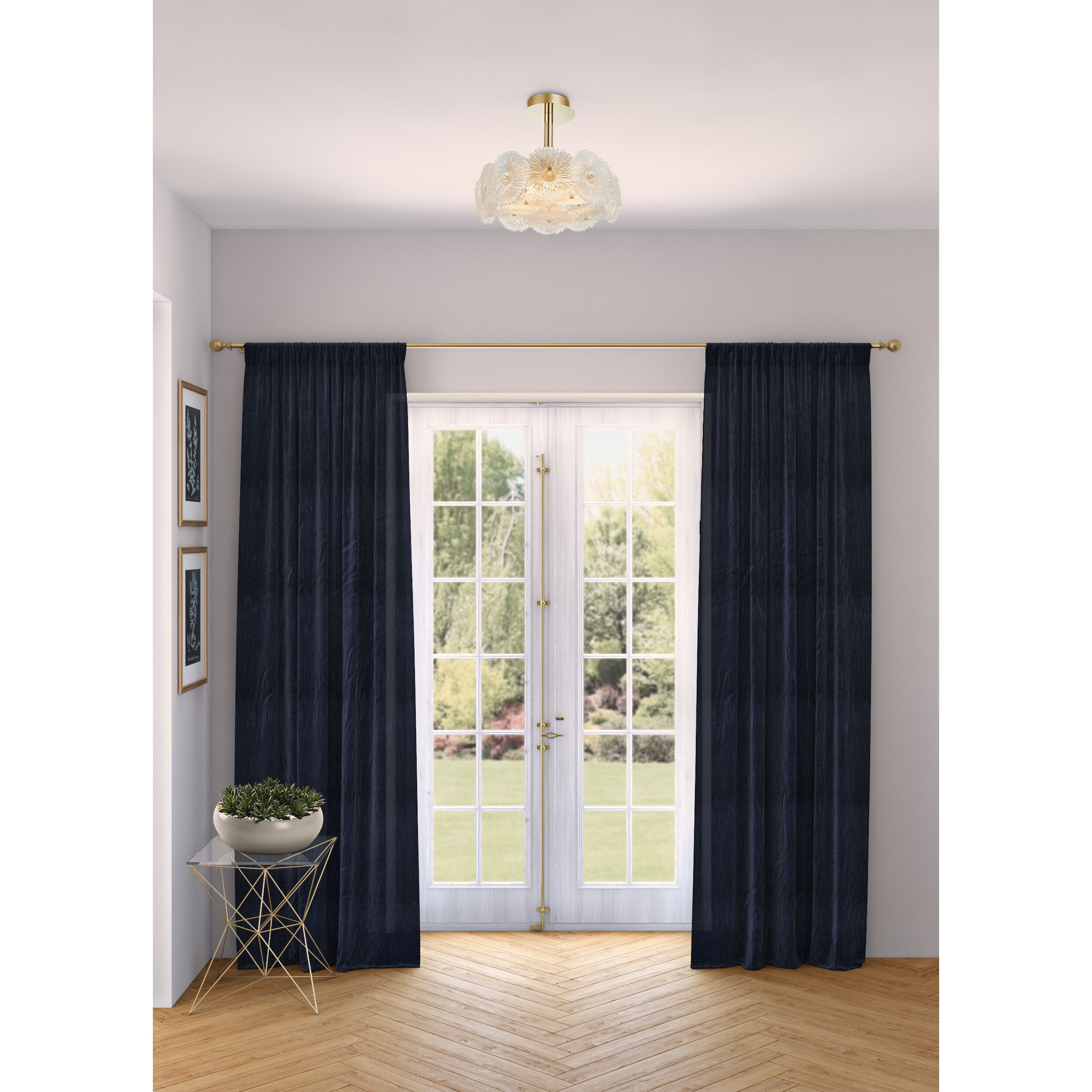 Bloom LED 15.75 inch Brass Semi-Flush Mount Ceiling Light