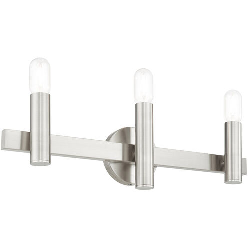 Helsinki 3 Light 24 inch Brushed Nickel with Bronze Accents Vanity Sconce Wall Light