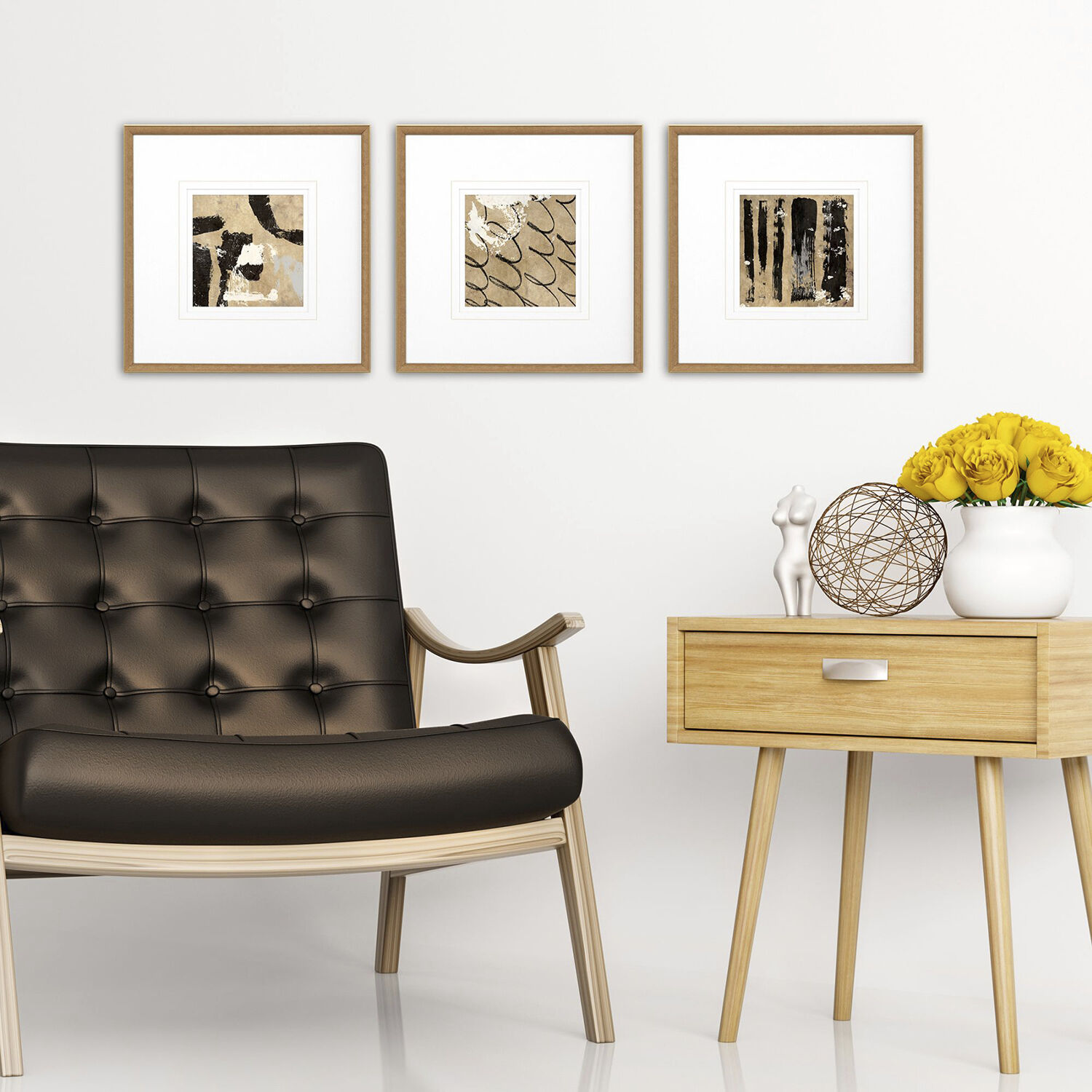 Grammercy Brown and Beige and Black Framed Art