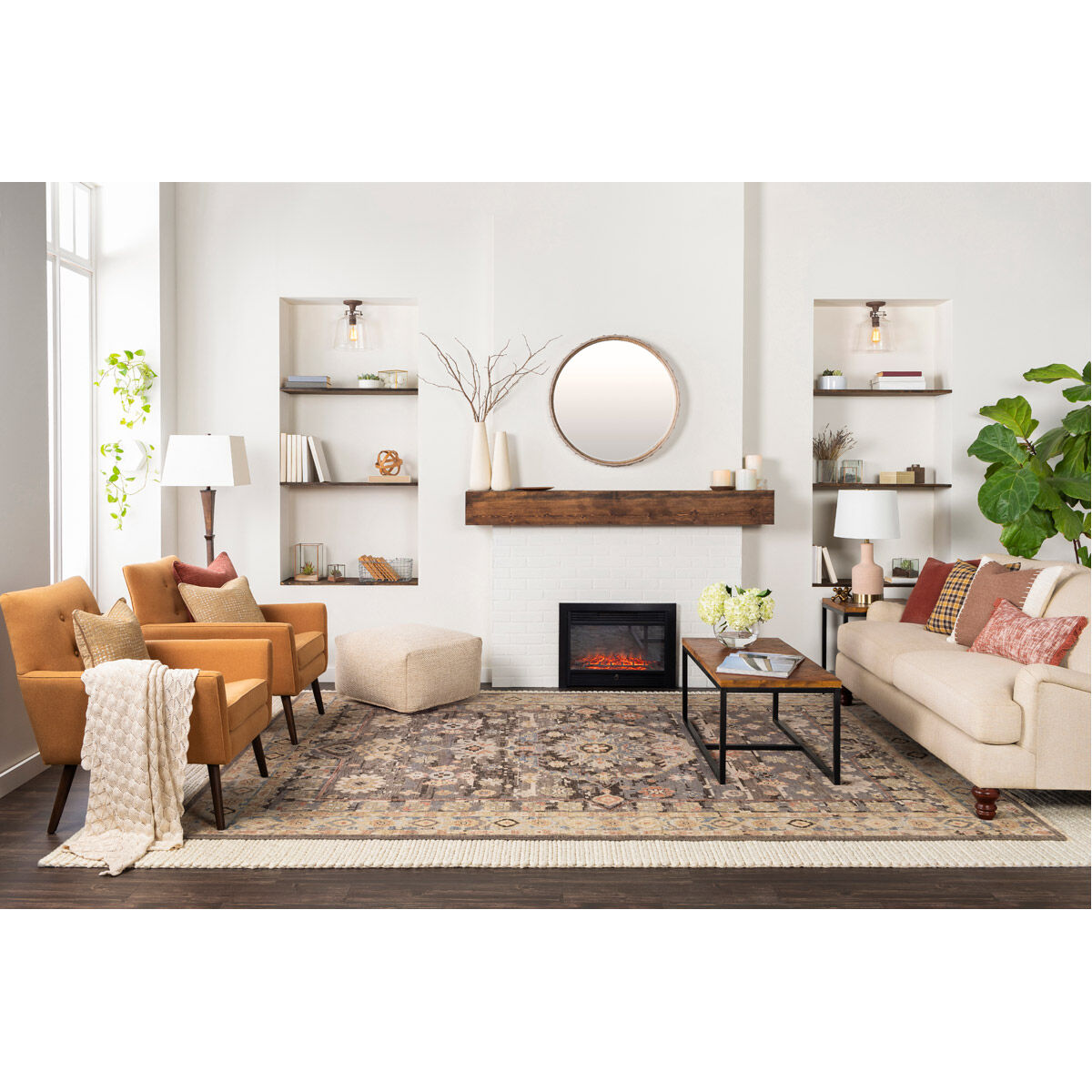 Biming 20 X 20 inch Tan/Ivory/Camel Pillow Kit, Square