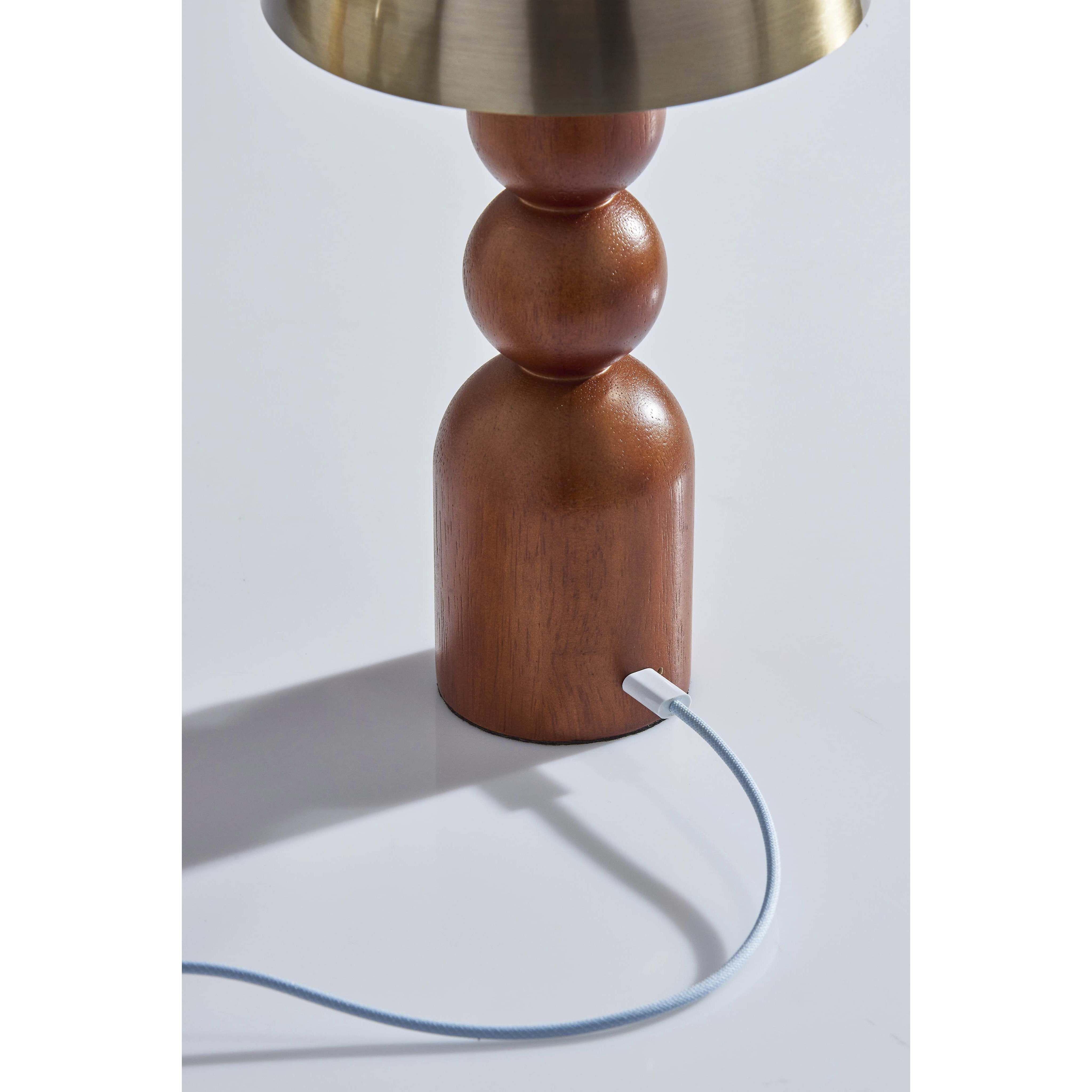 Connie 10.75 inch 2.00 watt Walnut and Antique Brass Cordless Table Lamp Portable Light