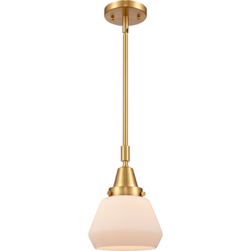 Franklin Restoration Fulton 1 Light 7 inch Satin Gold Mini Pendant Ceiling Light in Matte White Glass