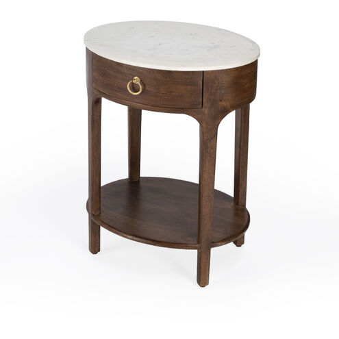 Ellen Marble Nightstand in Medium Brown