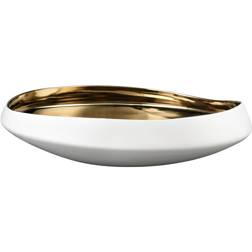 Greer 17.5 X 4 inch Centerpiece Bowl in Matte White and Gold Glazed