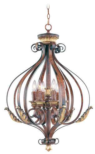 Villa Verona 6 Light 24 inch Verona Bronze with Aged Gold Leaf Accents Foyer Ceiling Light