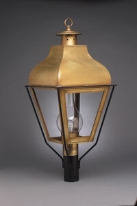 Stanfield 1 Light 32 inch Dark Brass Post Lamp in Clear Seedy Glass, One 75W Medium with Chimney