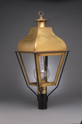 Stanfield 1 Light 32 inch Antique Brass Post Lantern in Seedy Marine Glass, Chimney, Medium