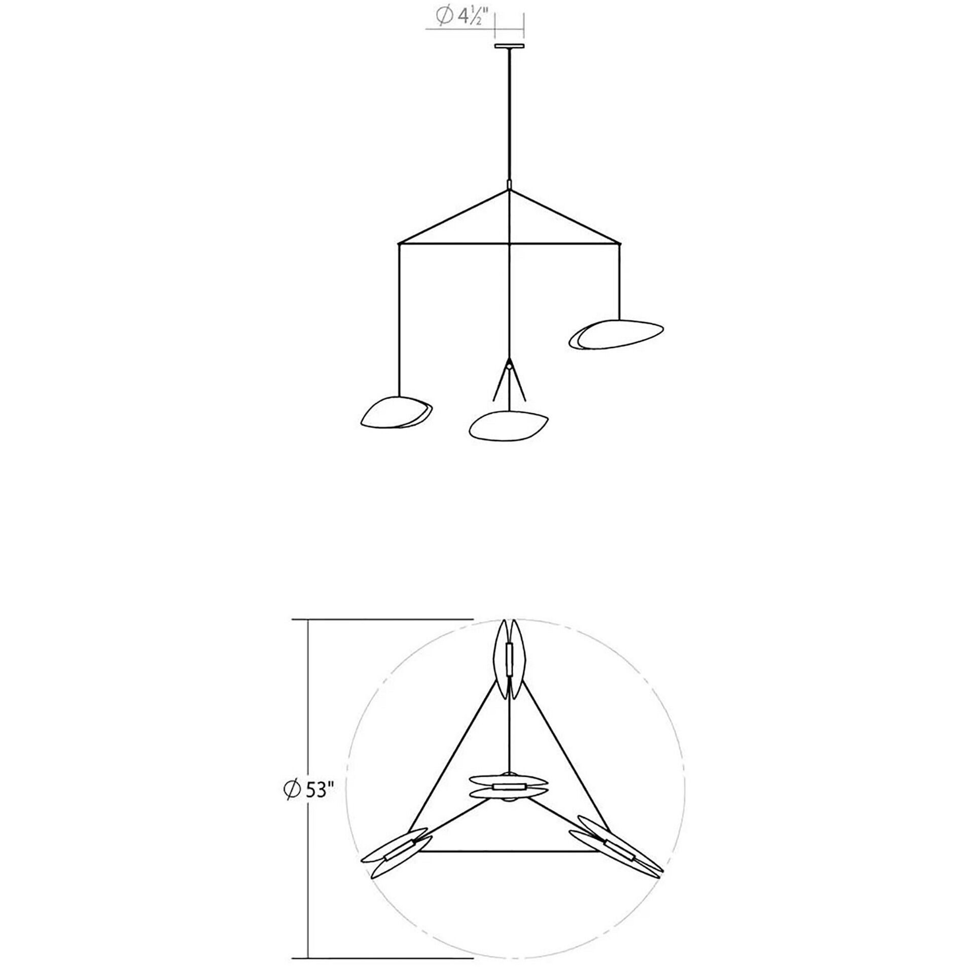 Papillons LED 54 inch Satin Black Pendant Ceiling Light
