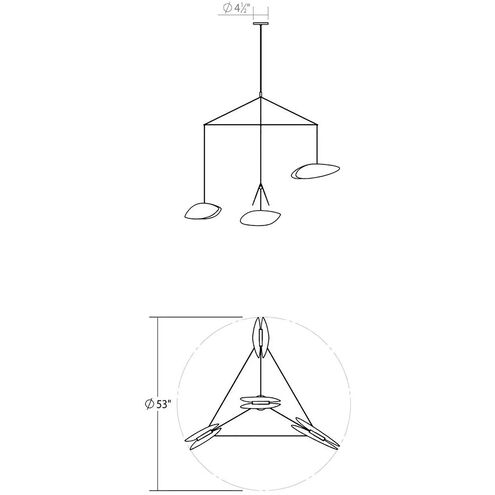 Papillons LED 54 inch Satin Black Pendant Ceiling Light