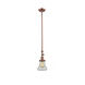 Franklin Restoration Bellmont LED 7 inch Antique Copper Mini Pendant Ceiling Light in Seedy Glass, Franklin Restoration