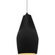 Radiance Collection - Crease Pendant Ceiling Light in Matte Black, Dedicated LED, White Cord, Carbon Matte Black/Champagne Gold, Form+Finish+Function