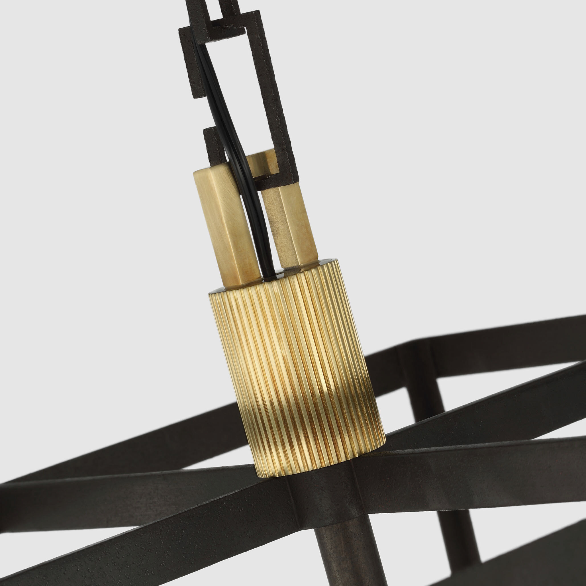 Ray Booth Illume LED 18 inch Warm Iron and Antique-Burnished Brass Lantern Pendant Ceiling Light