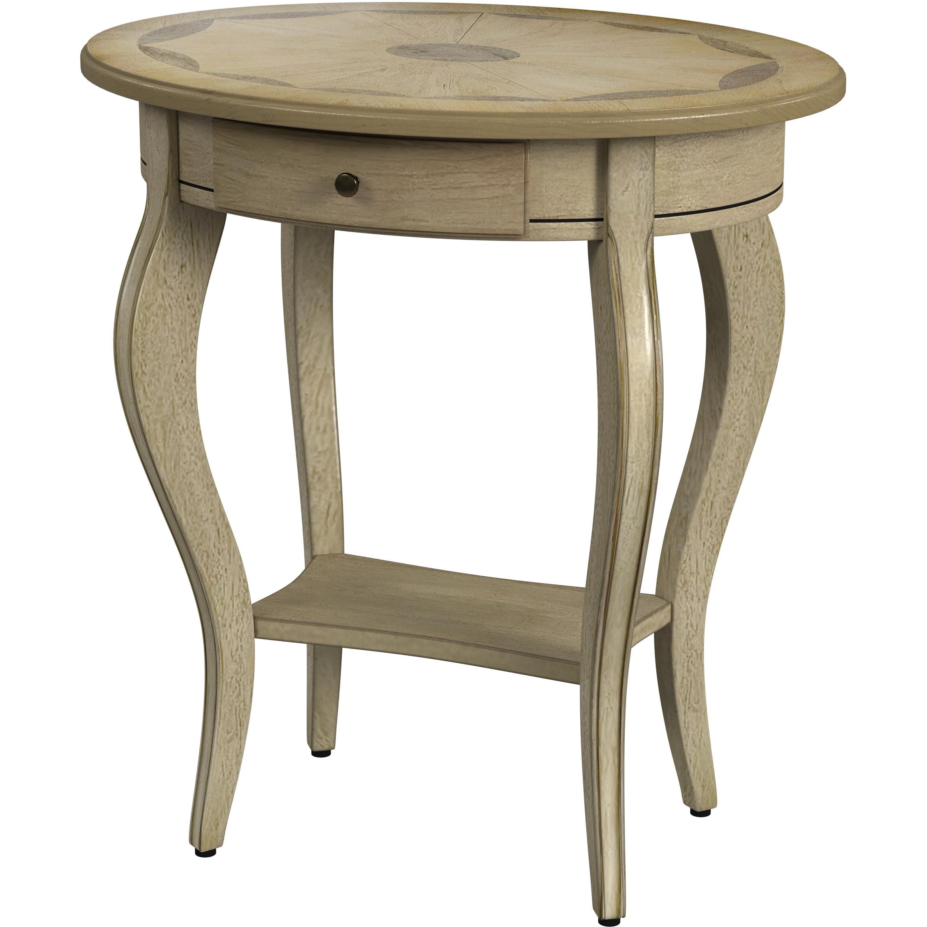 Jeanette Oval Wood Side Table in Beige