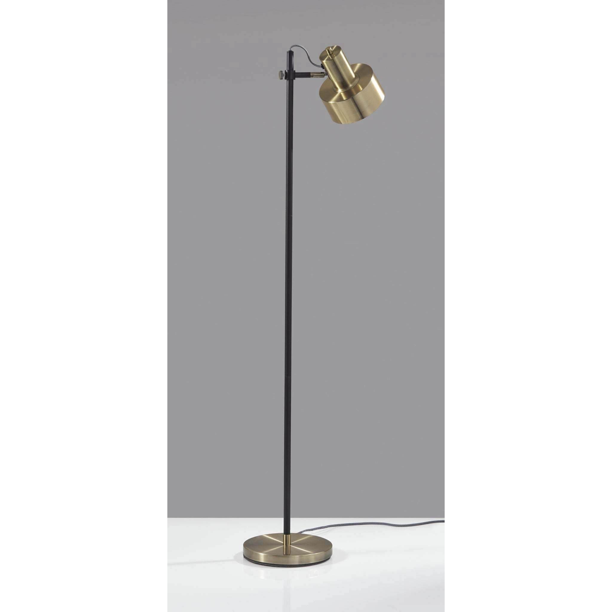 Clayton 57 inch 60.00 watt Matte Black and Antique Brass Floor Lamp Portable Light